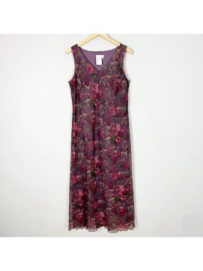 Women's 90s Romantic Floral Maxi Dress Easter Feminine Boho Size 16